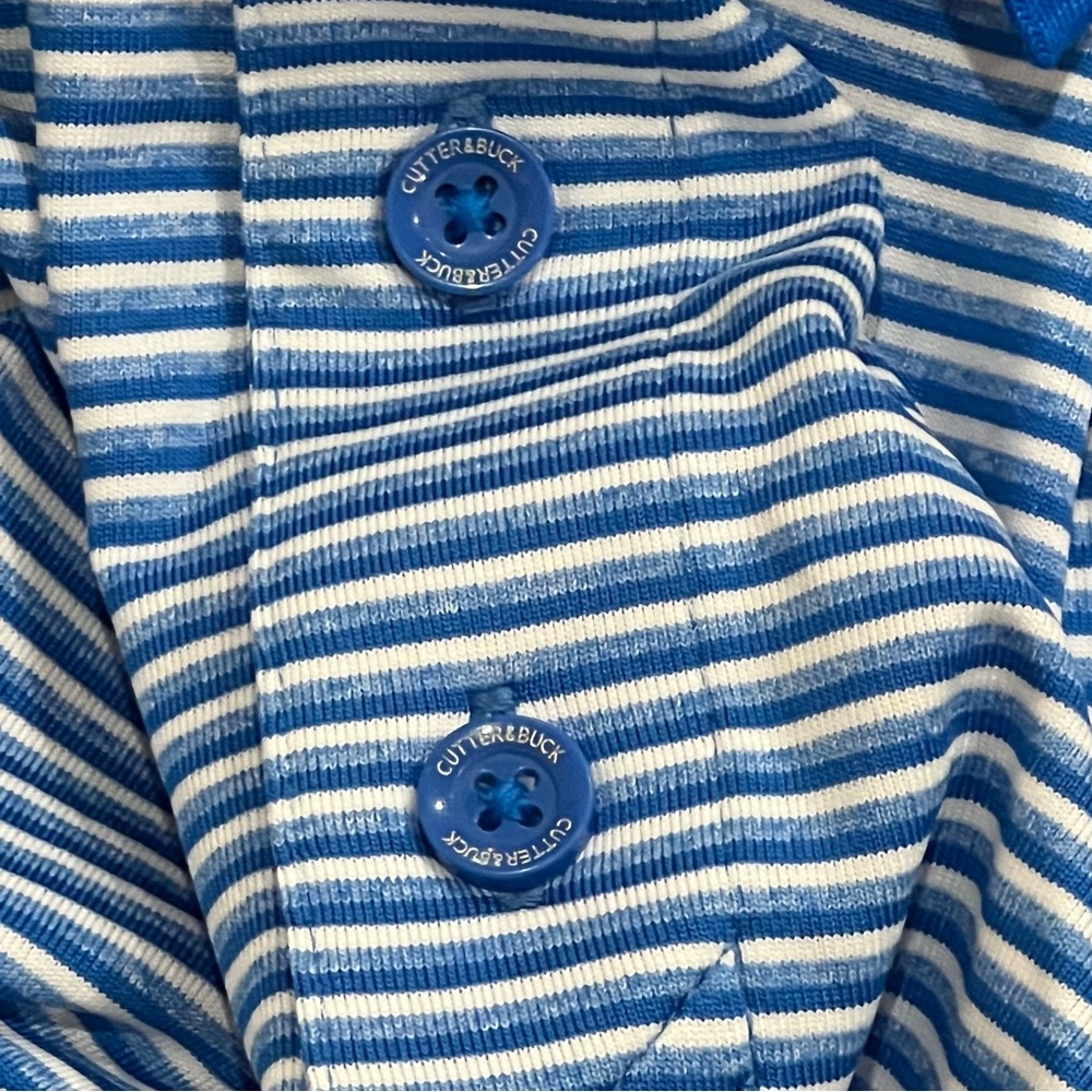Cutter & Buck Forge Tonal Stripe Stretch Polo Shirt in Digital Blue Size 3XT - Picture 4 of 14